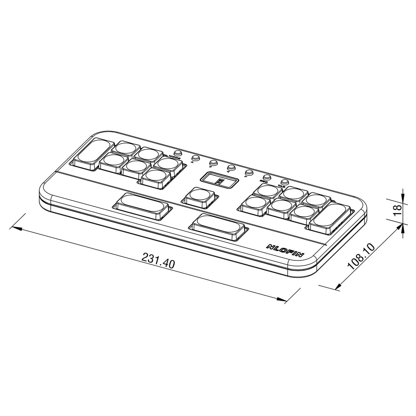 NLOFIN Exploration Series Hitbox 17 Keyboard Full-Button Stickless Controller, Aluminum Alloy Music Gaming Keyboard, Three Game Modes to Switch Between, Multiple Colors Available, NLHX-ET17-01