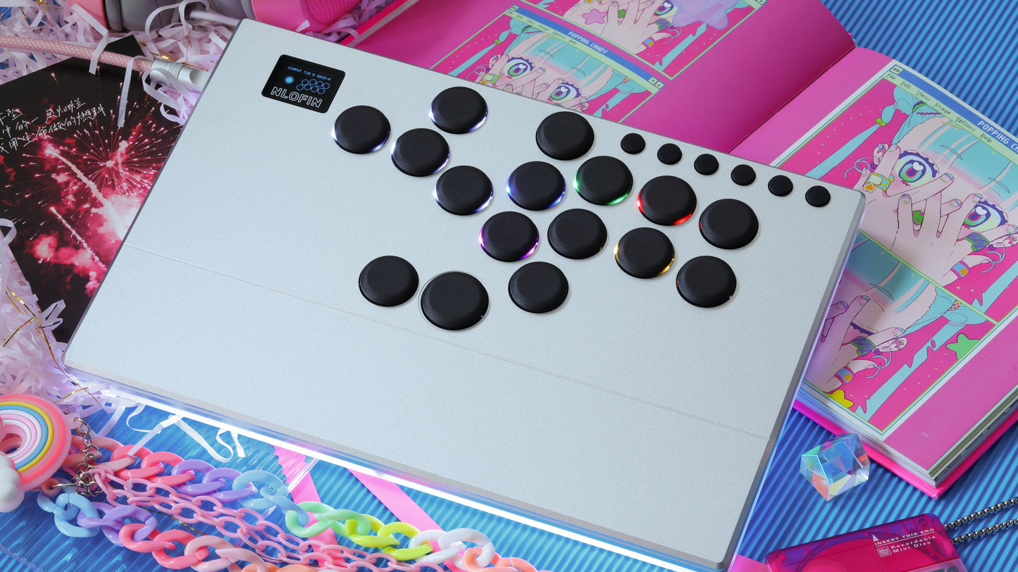NLOFIN Leverless Arcade Stick 16Keys All-Button Leverless Controller,Custom RGB Arcade Fighting Stick for PS3/PS4/PC/Switch/Steam, Aluminum Controller Supports Hot-Swap&SOCD,NLHX-ET01
