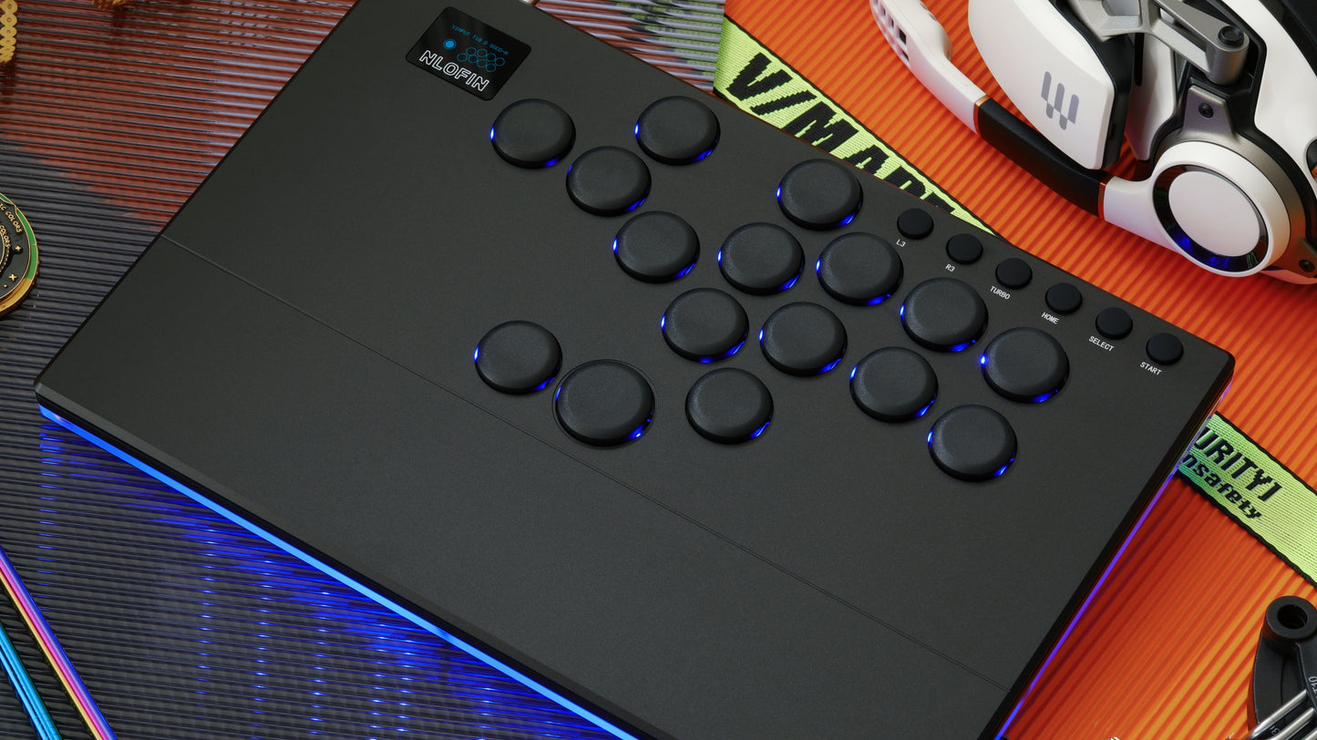 NLOFIN Leverless Arcade Stick 16Keys All-Button Leverless Controller,Custom RGB Arcade Fighting Stick for PS3/PS4/PC/Switch/Steam, Aluminum Controller Supports Hot-Swap&SOCD,NLHX-ET01