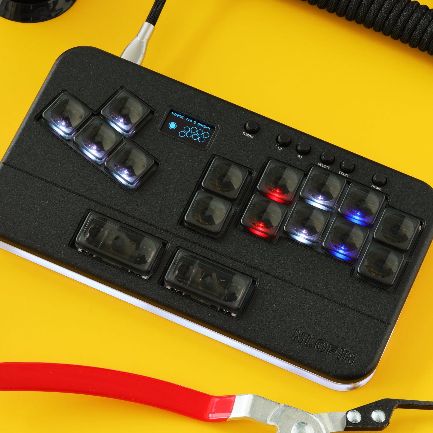 NLOFIN Exploration Series Hitbox 16 Keyboard Full-Key Joystick-Free Controller, Dual TYPE-C Design Aluminum Alloy Shell Gaming Keyboard, Multi-Platform Compatible Ergonomic Design, NLHX-ET02S