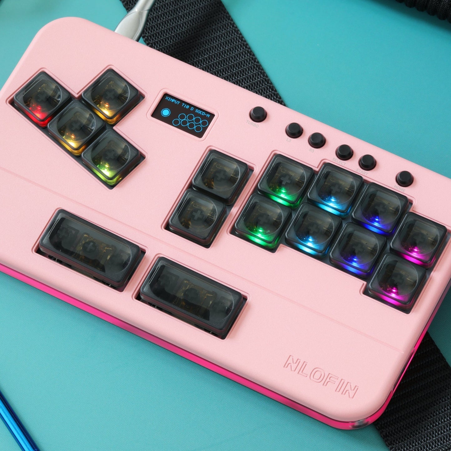 NLOFIN Exploration Series Hitbox 16 Keyboard Full-Key Joystick-Free Controller, Dual TYPE-C Design Aluminum Alloy Shell Gaming Keyboard, Multi-Platform Compatible Ergonomic Design, NLHX-ET02S