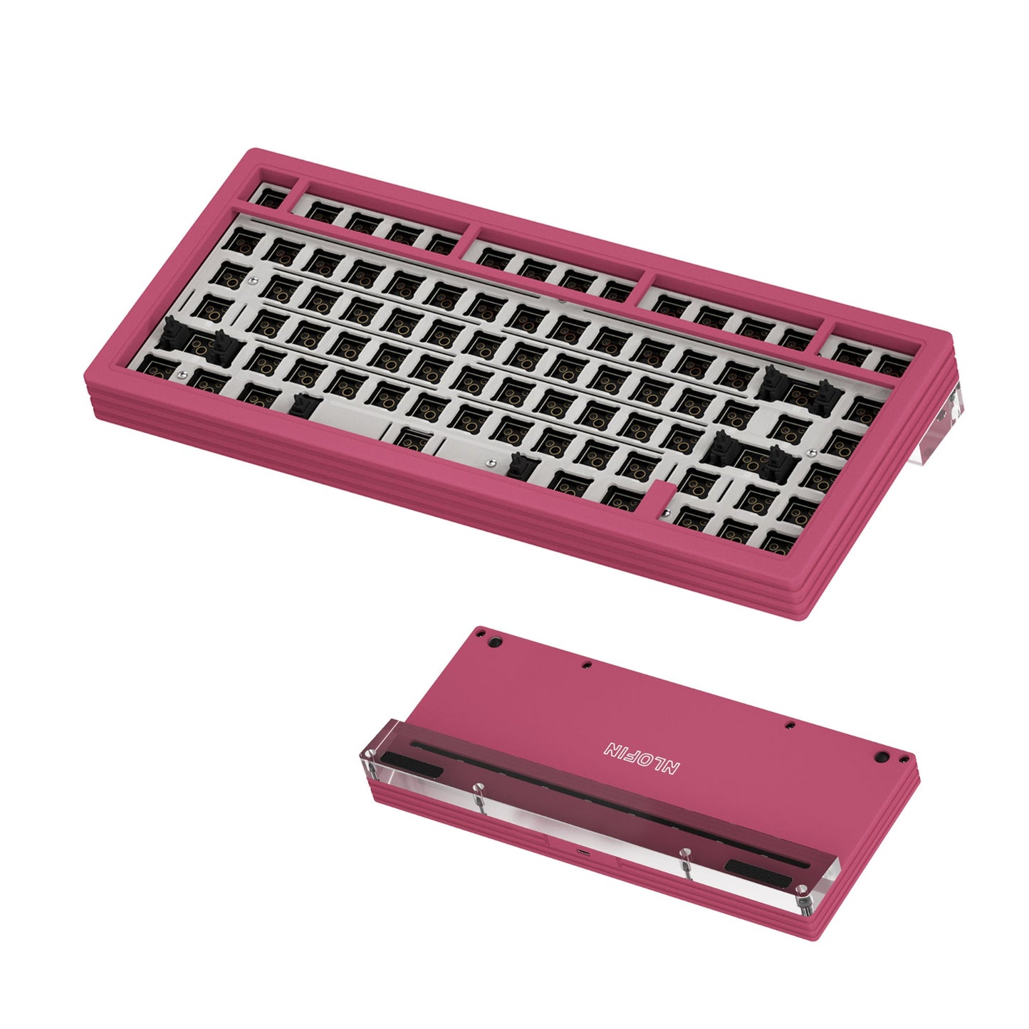 NLOFIN Barebones Keyboard Kit, Custom Mechanical Keyboard Base,Modular Aluminum Keyboard Base, RGB Backlighting Suitable for Win/Mac/Gaming,NLKB-ET82-01