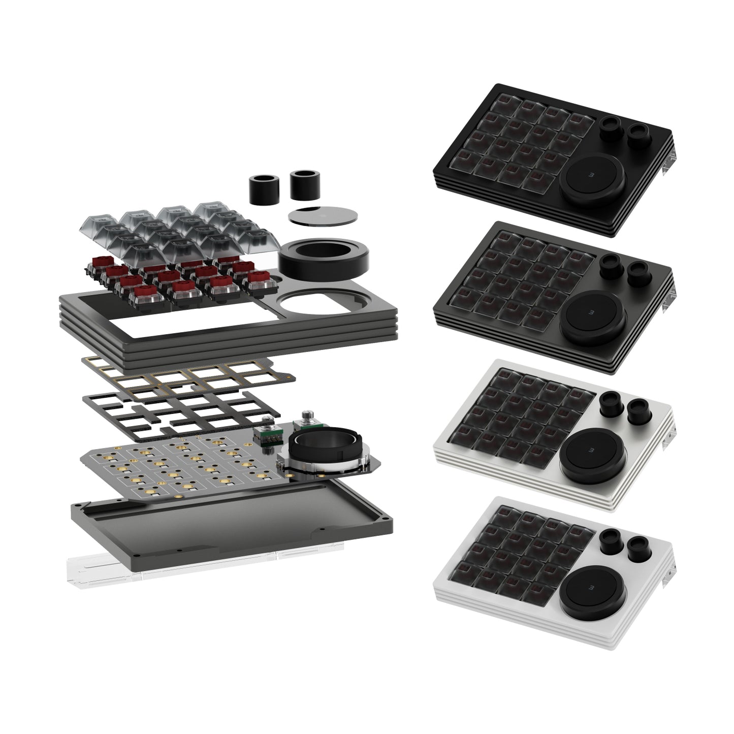 NLOFIN Macro Keypad Programmable Designer,Programmable Keypad With Double Knob 16 Keys And Screen,One Handed Gaming Keyboard For iOS Windows, NLKB-ET16-01