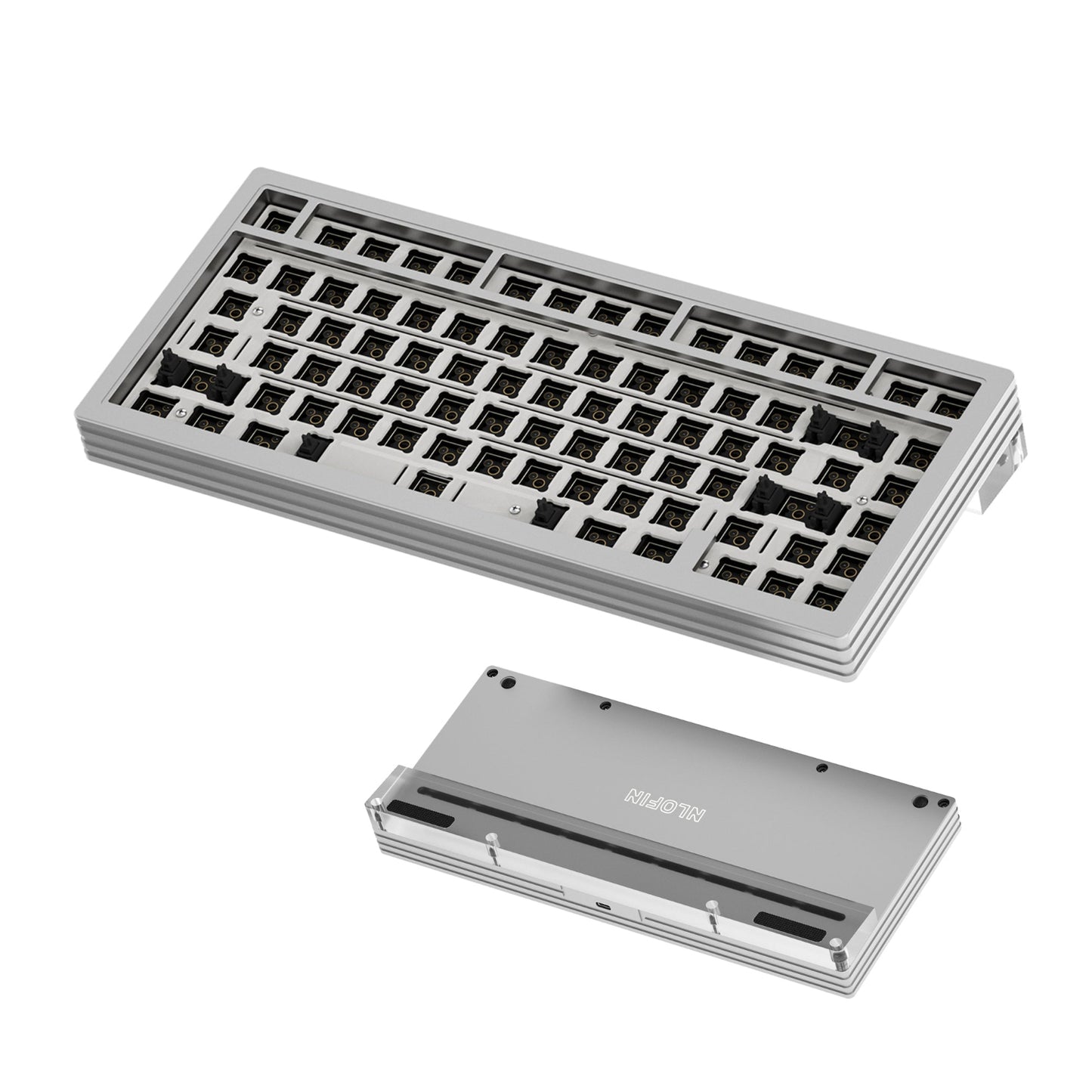 NLOFIN Barebones Keyboard Kit, Custom Mechanical Keyboard Base,Modular Aluminum Keyboard Base, RGB Backlighting Suitable for Win/Mac/Gaming,NLKB-ET82-01