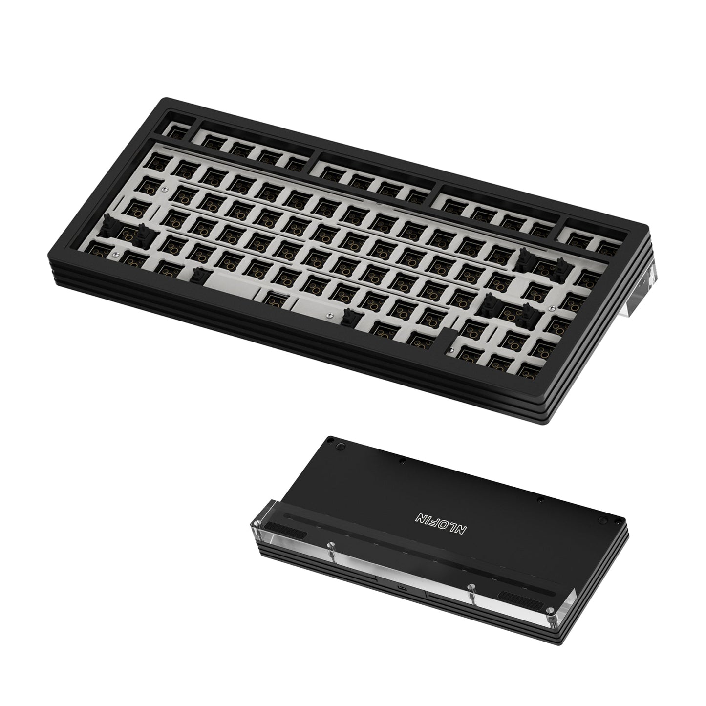 NLOFIN Barebones Keyboard Kit, Custom Mechanical Keyboard Base,Modular Aluminum Keyboard Base, RGB Backlighting Suitable for Win/Mac/Gaming,NLKB-ET82-01