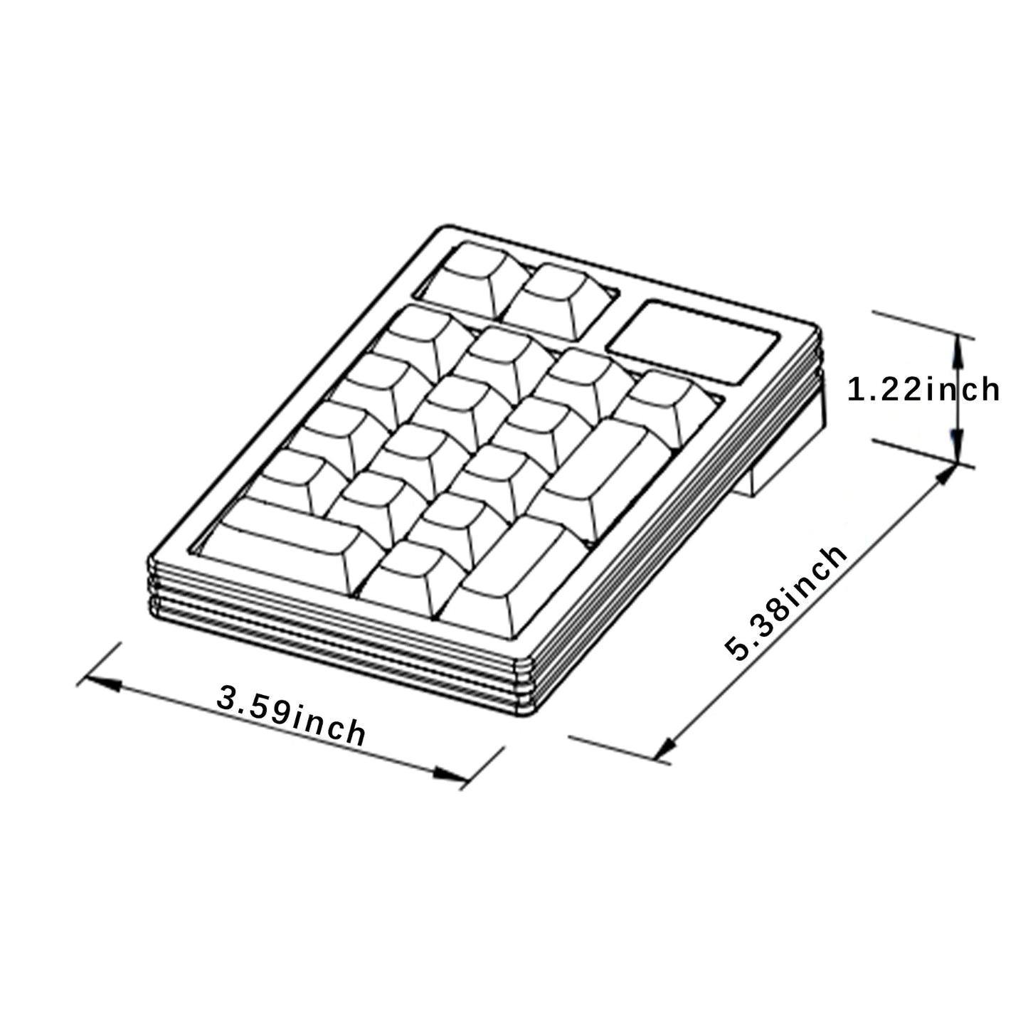 NLOFIN 19-Key Mechanical Numpad VIA/QMK Programmable Macro Pad Full Aluminum Case, Ergonomic Design, Type-C, RGB Backlit, NLKB-ET19-01