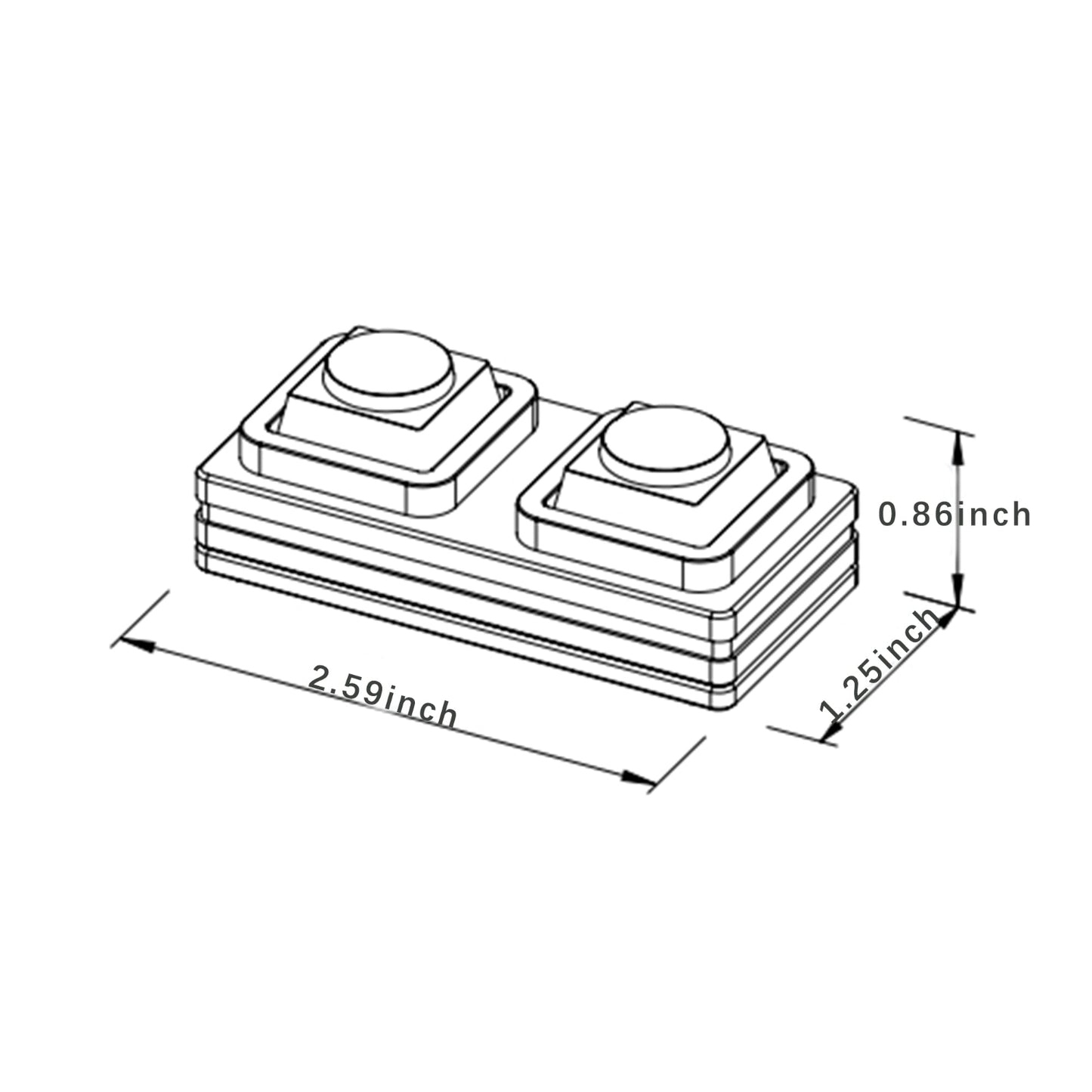 NLOFIN 2-Key Power On/Wake Up Button, CNC Aluminum Macro Pad Gateron Red Switch, DOYS Keycaps, Custom PC Shortcut Key,NLKB-ET02-01