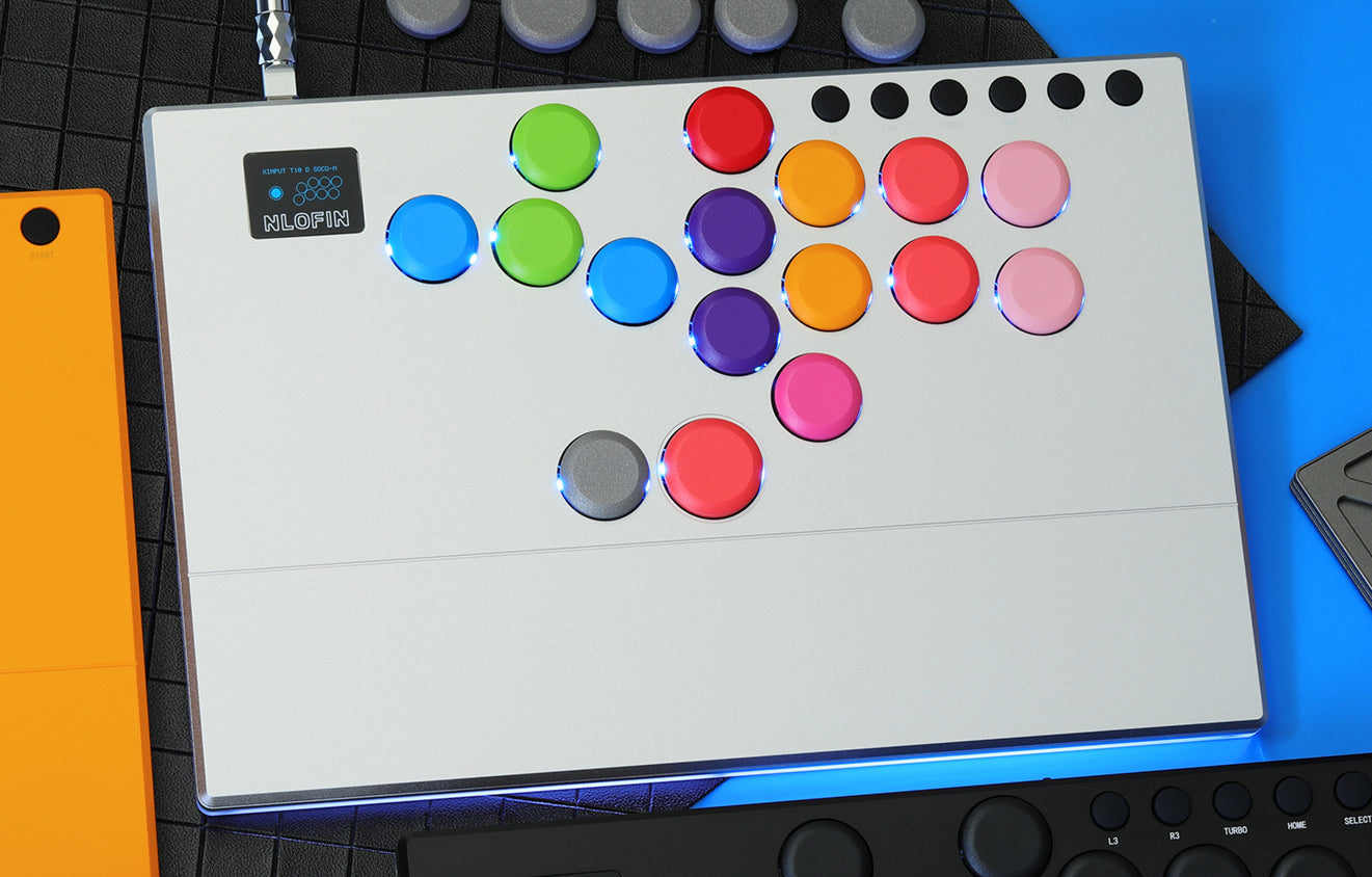 NLOFIN Leverless Arcade Stick 16Keys All-Button Leverless Controller,Custom RGB Arcade Fighting Stick for PS3/PS4/PC/Switch/Steam, Aluminum Controller Supports Hot-Swap&SOCD,NLHX-ET01