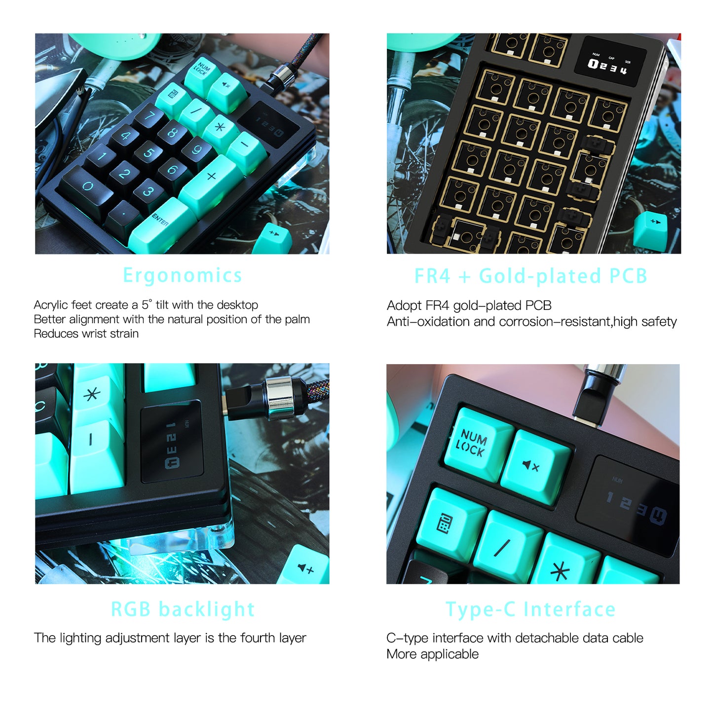 NLOFIN VIA Programmable Number Pad,USB Wired Macro Mechanical Numpad, 19-Key Numpad Portable Keypad with RGB Backlight, Aluminum Alloy with Knob,NLKB-ET19-01