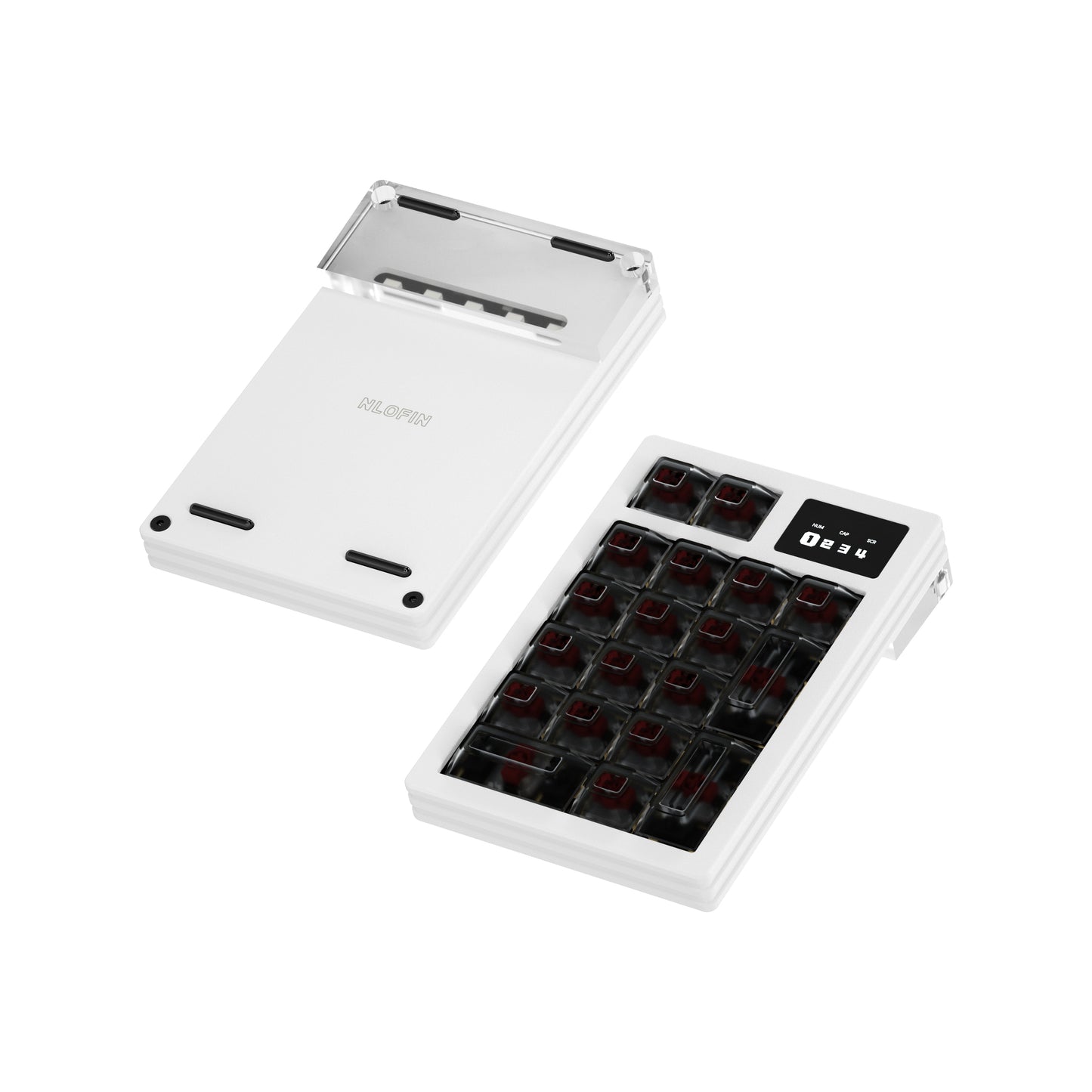 NLOFIN 19-Key Mechanical Numpad VIA/QMK Programmable Macro Pad Full Aluminum Case, Ergonomic Design, Type-C, RGB Backlit, NLKB-ET19-01