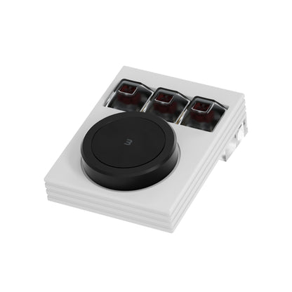 NLOFIN 3-Key Macro Pad with Knob & OLED Display, VIA/QMK Programmable Mechanical Keyboard for Designers/Video Editing Shortcuts, Type-C, 6 Layers Custom Configuration,NLKB-ET03-01