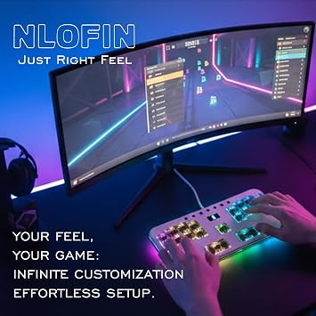 NLOFIN Exploration Series Leverless 17 Keyboard Full-Button Stickless Controller, Aluminum Alloy Music Gaming Keyboard, Three Game Modes to Switch Between, Multiple Colors Available, NLHX-ET17-01