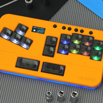 NLOFIN Exploration Series Hitbox 16 Keyboard Full-Key Joystick-Free Controller, Dual TYPE-C Design Aluminum Alloy Shell Gaming Keyboard, Multi-Platform Compatible Ergonomic Design, NLHX-ET02S