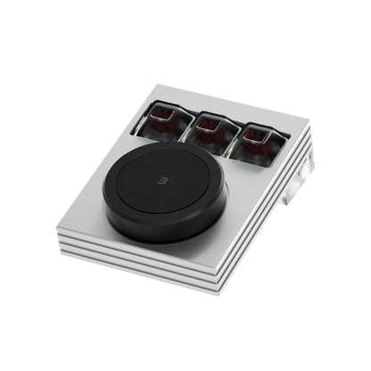 NLOFIN 3-Key Macro Pad with Knob & OLED Display, VIA/QMK Programmable Mechanical Keyboard for Designers/Video Editing Shortcuts, Type-C, 6 Layers Custom Configuration,NLKB-ET03-01
