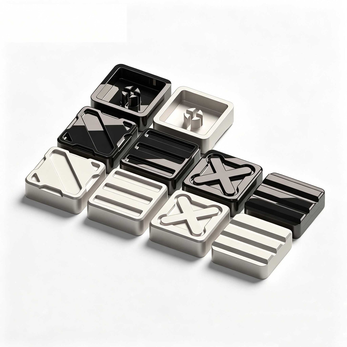 Cybercube Zinc Alloy Metal Artisan Keycaps, Matte/Glossy Finish for Mechanical Keyboards, Custom Gaming Keycap Set