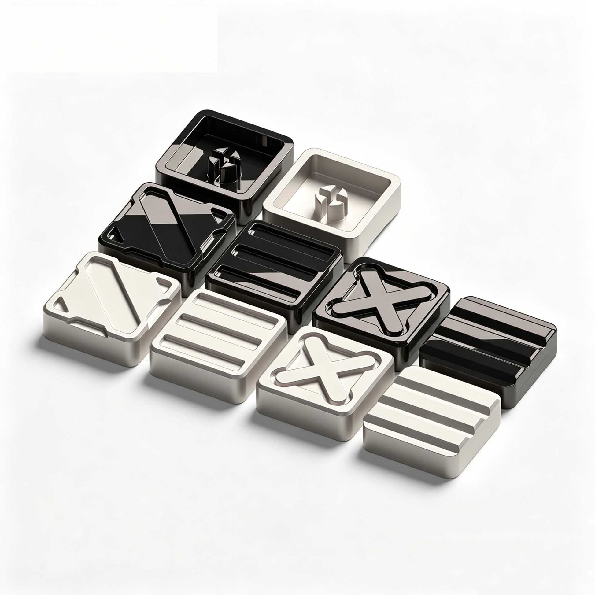 Cybercube Zinc Alloy Metal Artisan Keycaps, Matte/Glossy Finish for Mechanical Keyboards, Custom Gaming Keycap Set