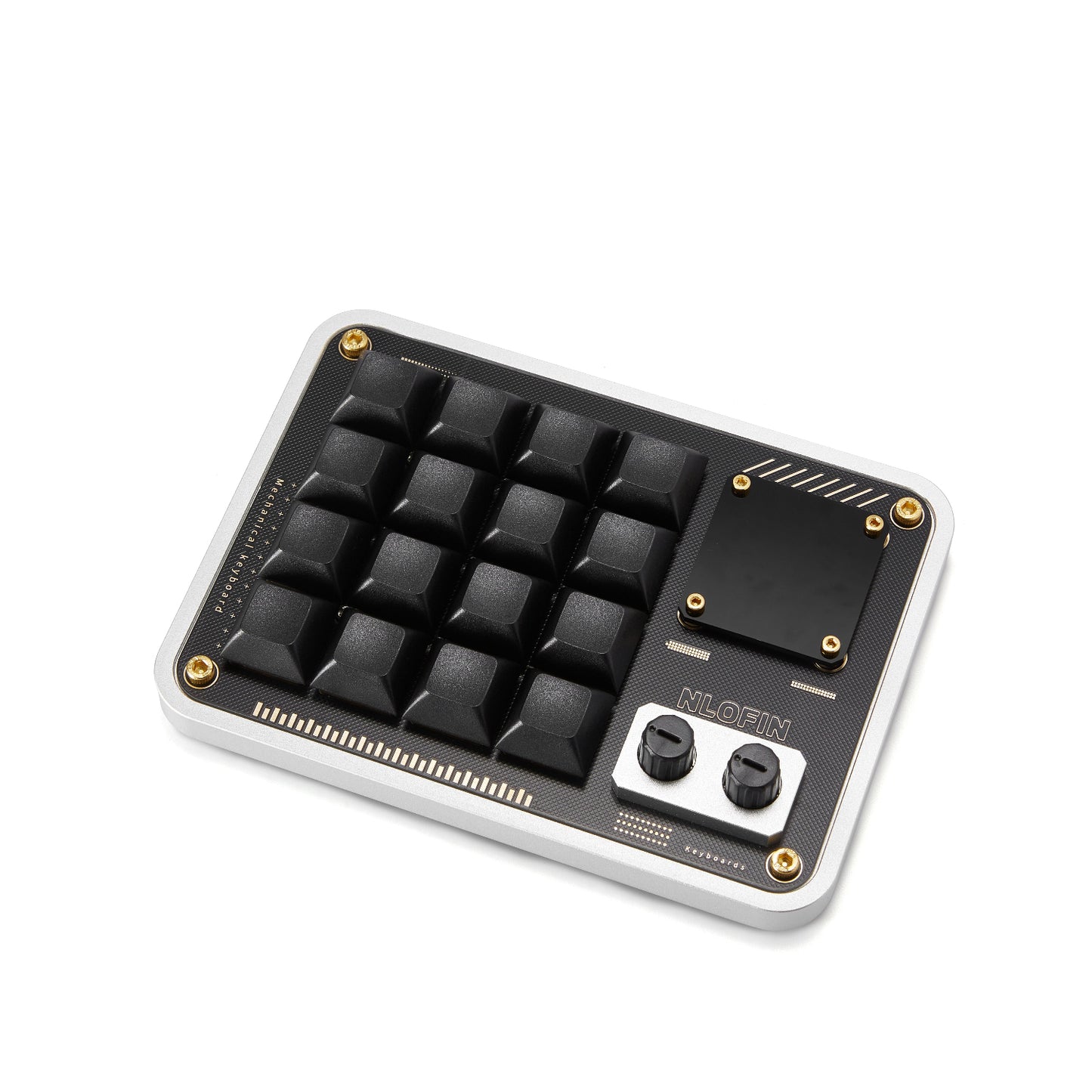 NLOFIN 16-Key Macro Pad with Knob & OLED Display, VIAL Programmable Mechanical Keyboard for Designers/Video Editing Shortcuts, Type-C, Custom Configuration,NLKB-CS16-01