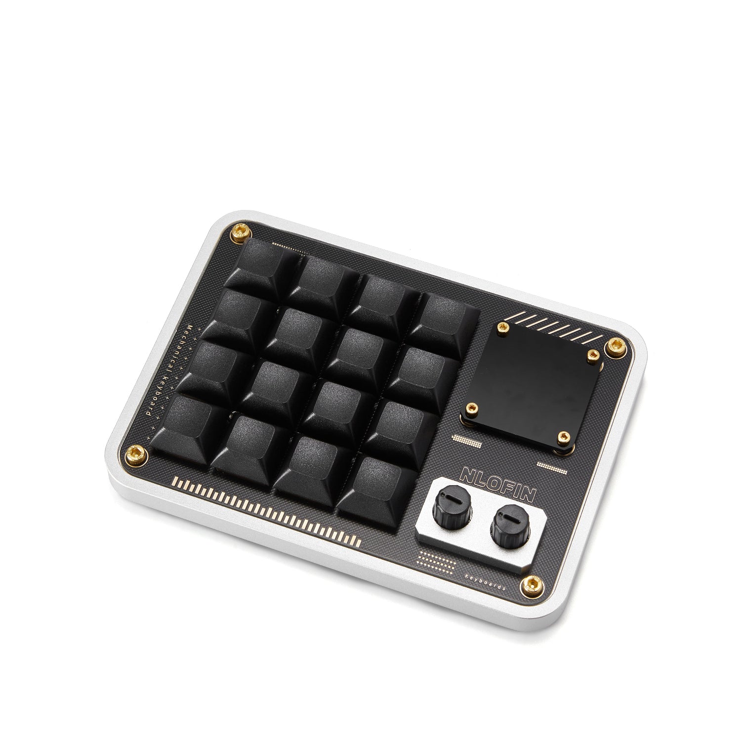 NLOFIN 16-Key Macro Pad with Knob & OLED Display, VIAL Programmable Mechanical Keyboard for Designers/Video Editing Shortcuts, Type-C, Custom Configuration,NLKB-CS16-01