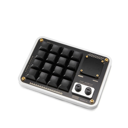 NLOFIN 16-Key Macro Pad with Knob & OLED Display, VIAL Programmable Mechanical Keyboard for Designers/Video Editing Shortcuts, Type-C, Custom Configuration,NLKB-CS16-01