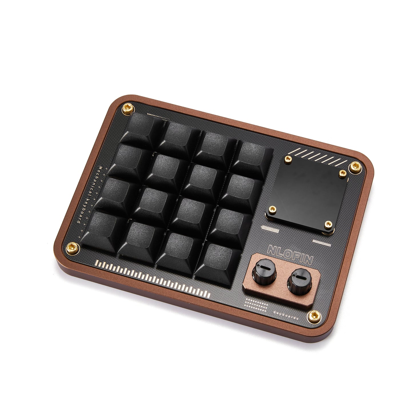 NLOFIN 16-Key Macro Pad with Knob & OLED Display, VIAL Programmable Mechanical Keyboard for Designers/Video Editing Shortcuts, Type-C, Custom Configuration,NLKB-CS16-01