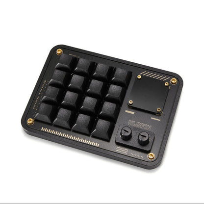 NLOFIN 16-Key Macro Pad with Knob & OLED Display, VIAL Programmable Mechanical Keyboard for Designers/Video Editing Shortcuts, Type-C, Custom Configuration,NLKB-CS16-01
