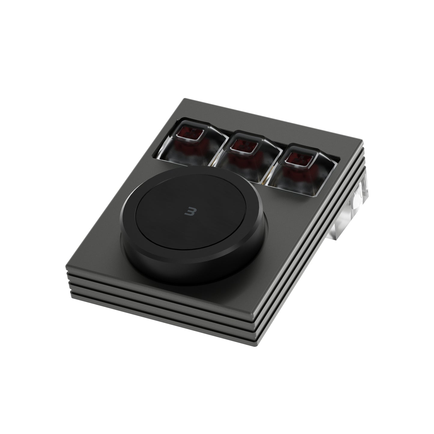 NLOFIN 3-Key Macro Pad with Knob & OLED Display, VIA/QMK Programmable Mechanical Keyboard for Designers/Video Editing Shortcuts, Type-C, 6 Layers Custom Configuration,NLKB-ET03-01