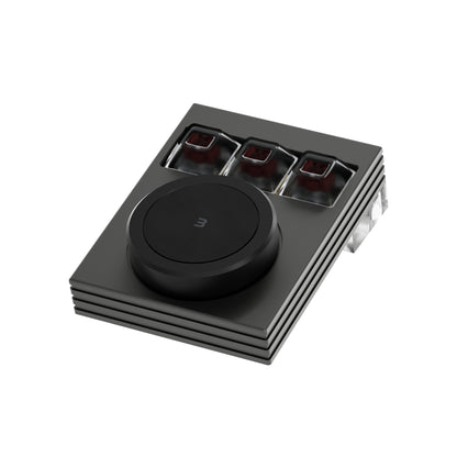 NLOFIN 3-Key Macro Pad with Knob & OLED Display, VIA/QMK Programmable Mechanical Keyboard for Designers/Video Editing Shortcuts, Type-C, 6 Layers Custom Configuration,NLKB-ET03-01