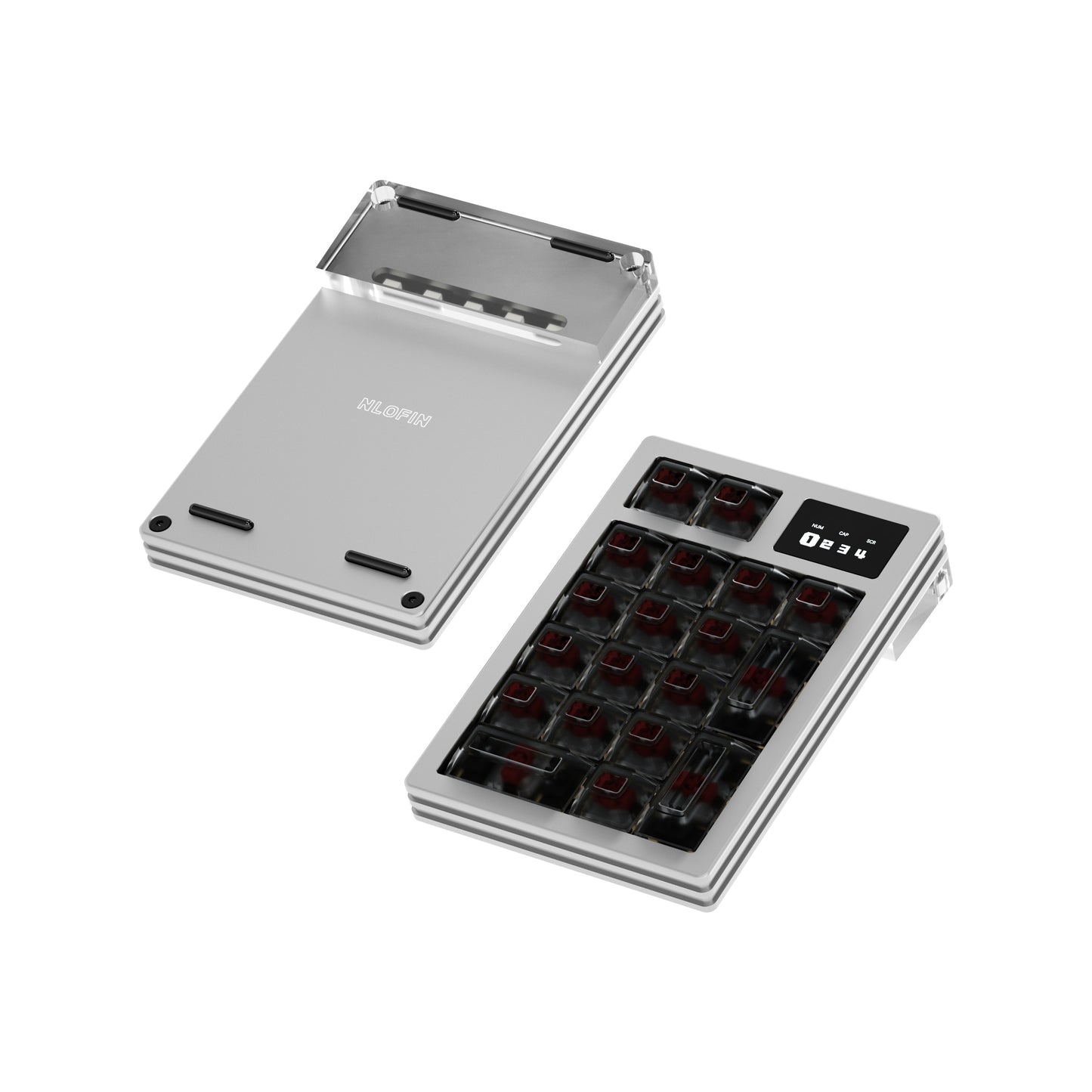 NLOFIN 19-Key Mechanical Numpad VIA/QMK Programmable Macro Pad Full Aluminum Case, Ergonomic Design, Type-C, RGB Backlit, NLKB-ET19-01