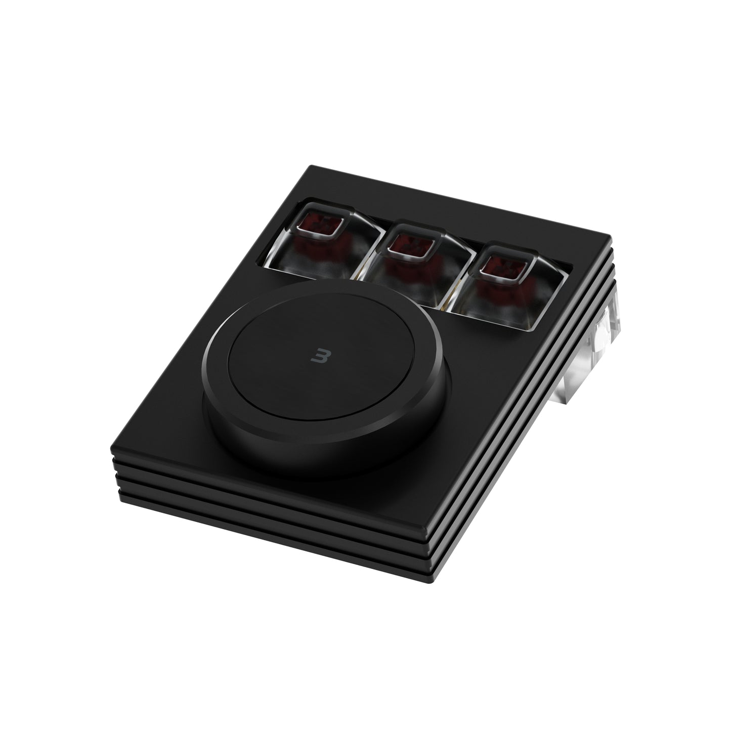 NLOFIN 3-Key Macro Pad with Knob & OLED Display, VIA/QMK Programmable Mechanical Keyboard for Designers/Video Editing Shortcuts, Type-C, 6 Layers Custom Configuration,NLKB-ET03-01