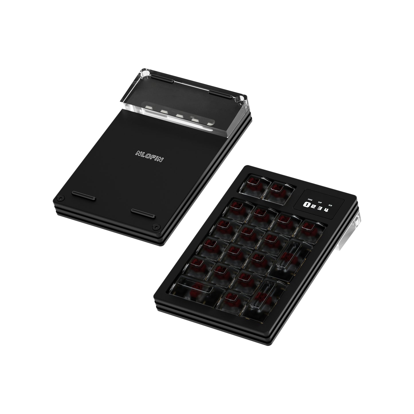 NLOFIN 19-Key Mechanical Numpad VIA/QMK Programmable Macro Pad Full Aluminum Case, Ergonomic Design, Type-C, RGB Backlit, NLKB-ET19-01