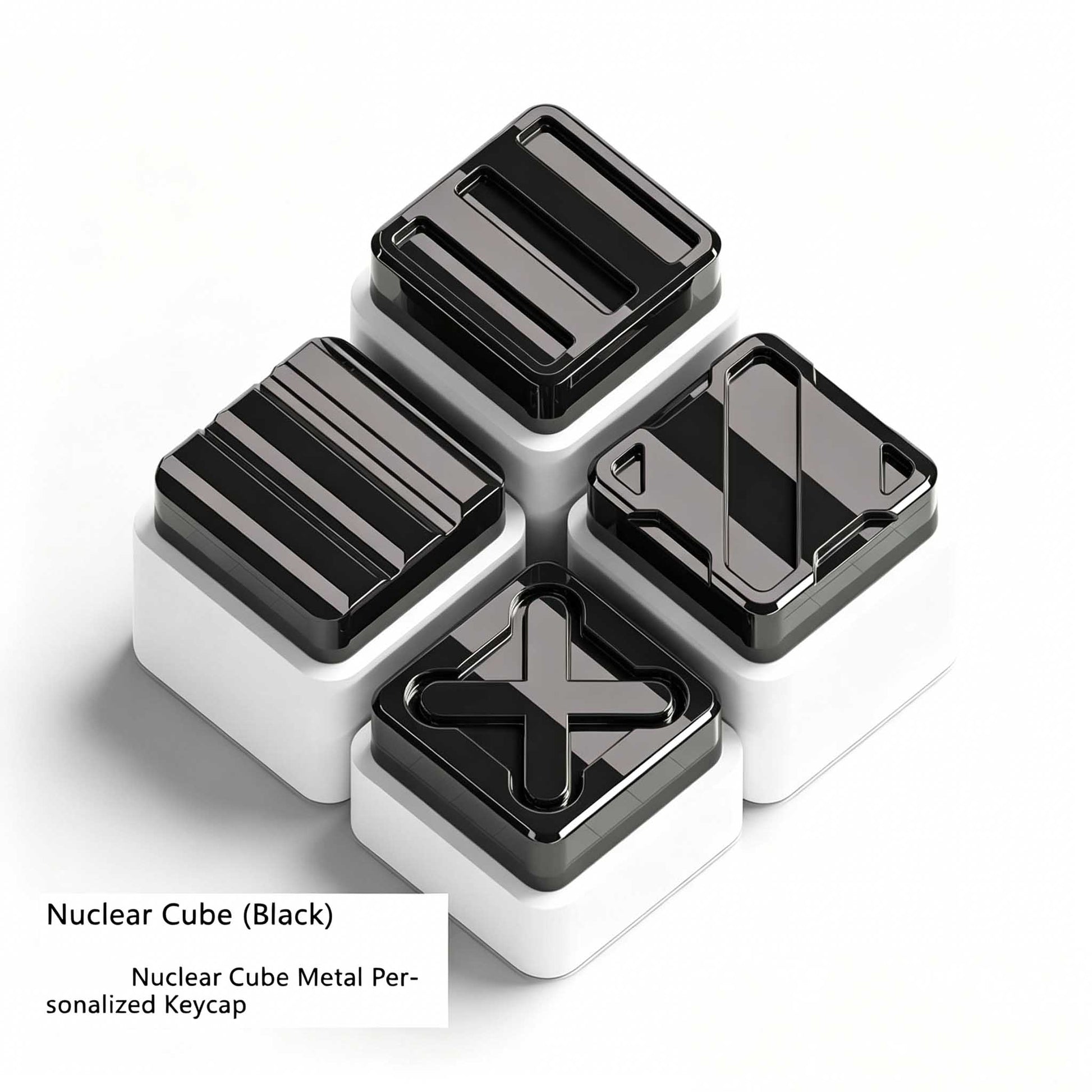 Cybercube Zinc Alloy Metal Artisan Keycaps, Matte/Glossy Finish for Mechanical Keyboards, Custom Gaming Keycap Set
