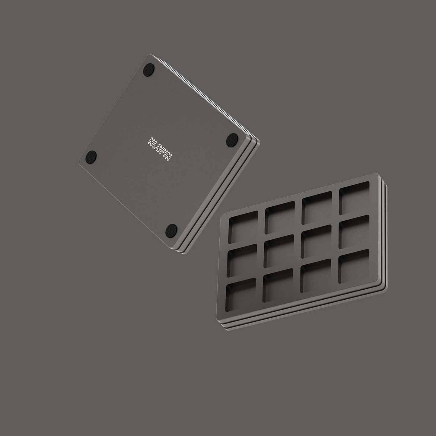 NLOFIN Keycap Storage Box, Mechanical Keyboard Keycap Storage Box with Dividers, Aluminum Alloy Material, NLTL-ET03