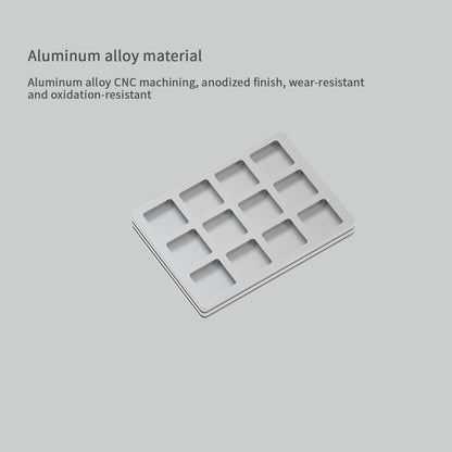 NLOFIN Keycap Storage Box, Mechanical Keyboard Keycap Storage Box with Dividers, Aluminum Alloy Material, NLTL-ET03