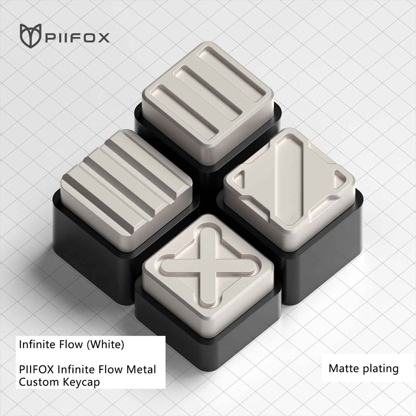 PIIFOX Cybercube Zinc Alloy Metal Artisan Keycaps, Matte/Glossy Finish for Mechanical Keyboards, Custom Gaming Keycap Set