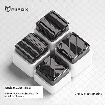 PIIFOX Cybercube Zinc Alloy Metal Artisan Keycaps, Matte/Glossy Finish for Mechanical Keyboards, Custom Gaming Keycap Set