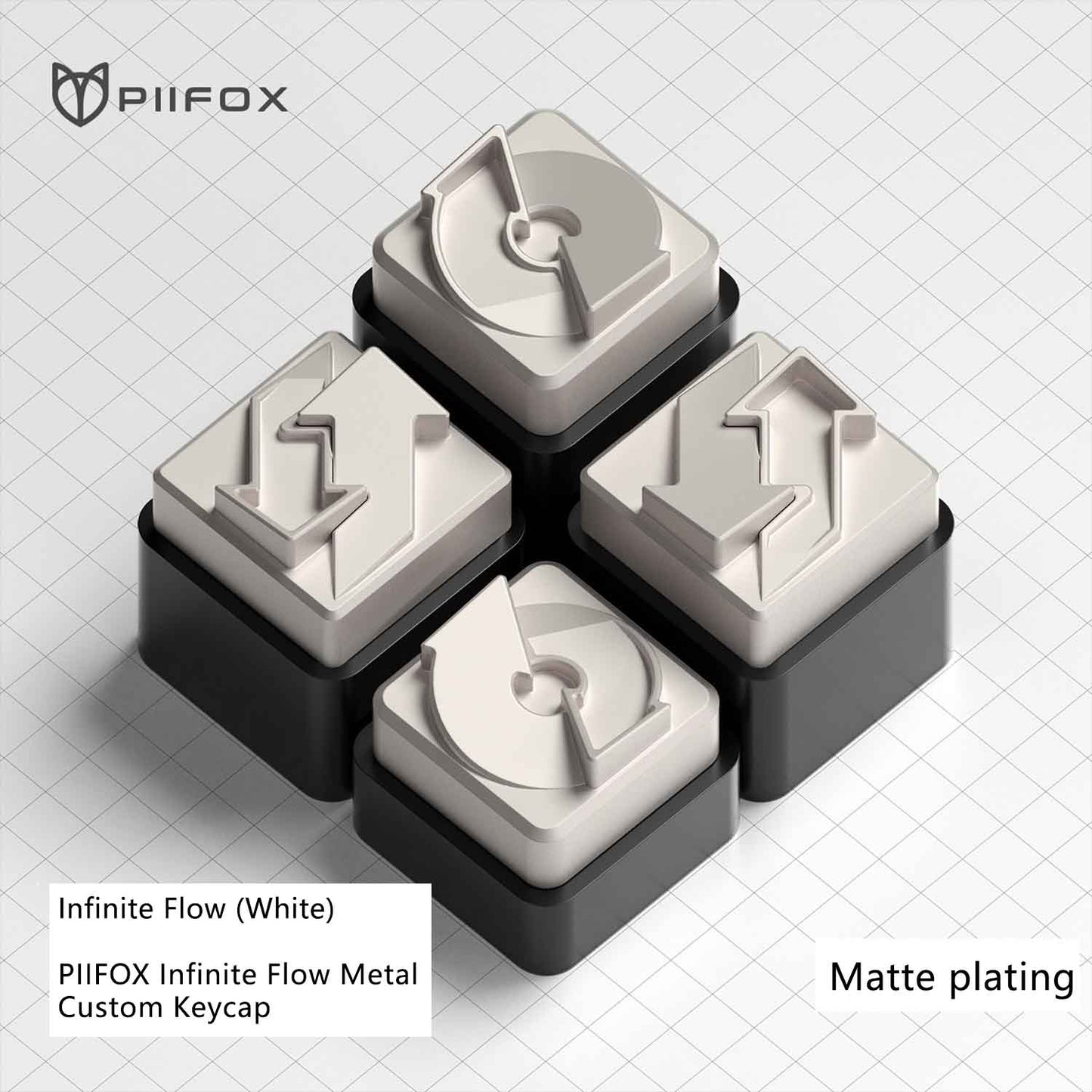 PIIFOX Cybercube Zinc Alloy Metal Artisan Keycaps, Matte/Glossy Finish for Mechanical Keyboards, Custom Gaming Keycap Set