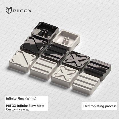 PIIFOX Cybercube Zinc Alloy Metal Artisan Keycaps, Matte/Glossy Finish for Mechanical Keyboards, Custom Gaming Keycap Set