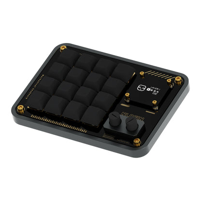NLOFIN 16-Key Macro Pad with Knob & OLED Display, VIAL Programmable Mechanical Keyboard for Designers/Video Editing Shortcuts, Type-C, Custom Configuration,NLKB-CS16-01