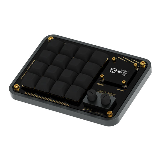 NLOFIN 16-Key Macro Pad with Knob & OLED Display, VIAL Programmable Mechanical Keyboard for Designers/Video Editing Shortcuts, Type-C, Custom Configuration,NLKB-CS16-01