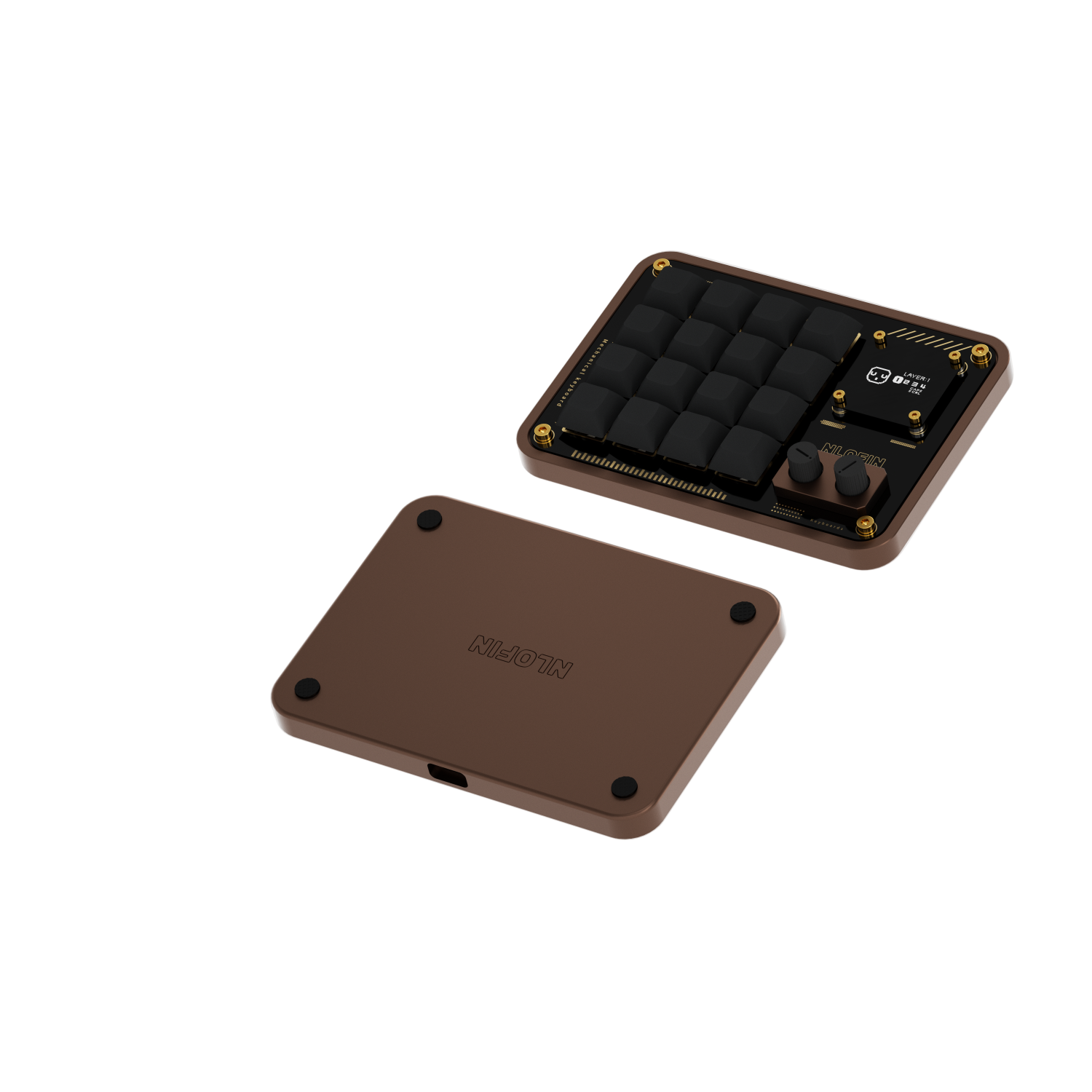 NLOFIN 16-Key Macro Pad with Knob & OLED Display, VIAL Programmable Mechanical Keyboard for Designers/Video Editing Shortcuts, Type-C, Custom Configuration,NLKB-CS16-01