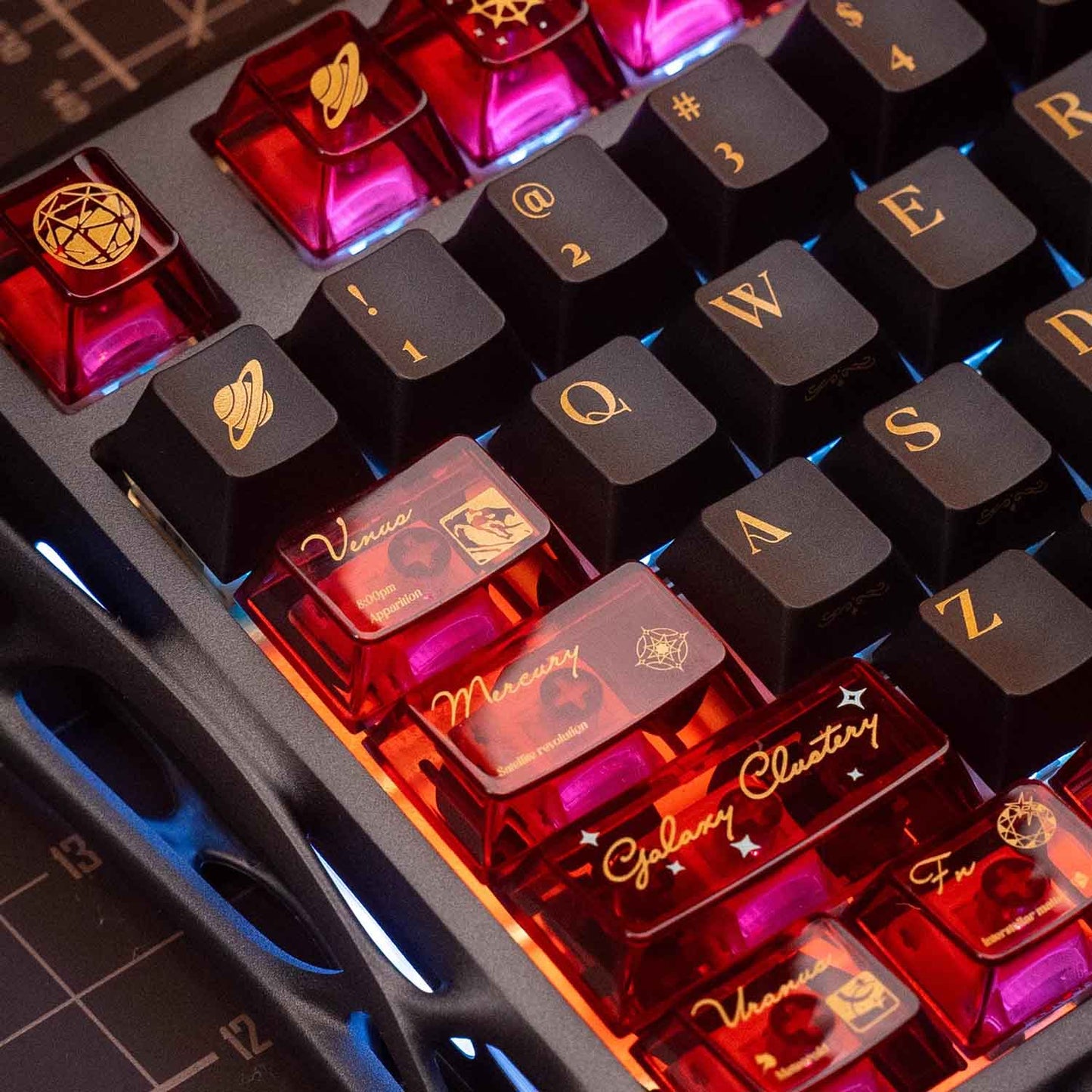 Solar System Themed Keycaps, A Set Of 48 High-End PBT+PC Translucent Keycaps For Mechanical Keyboards