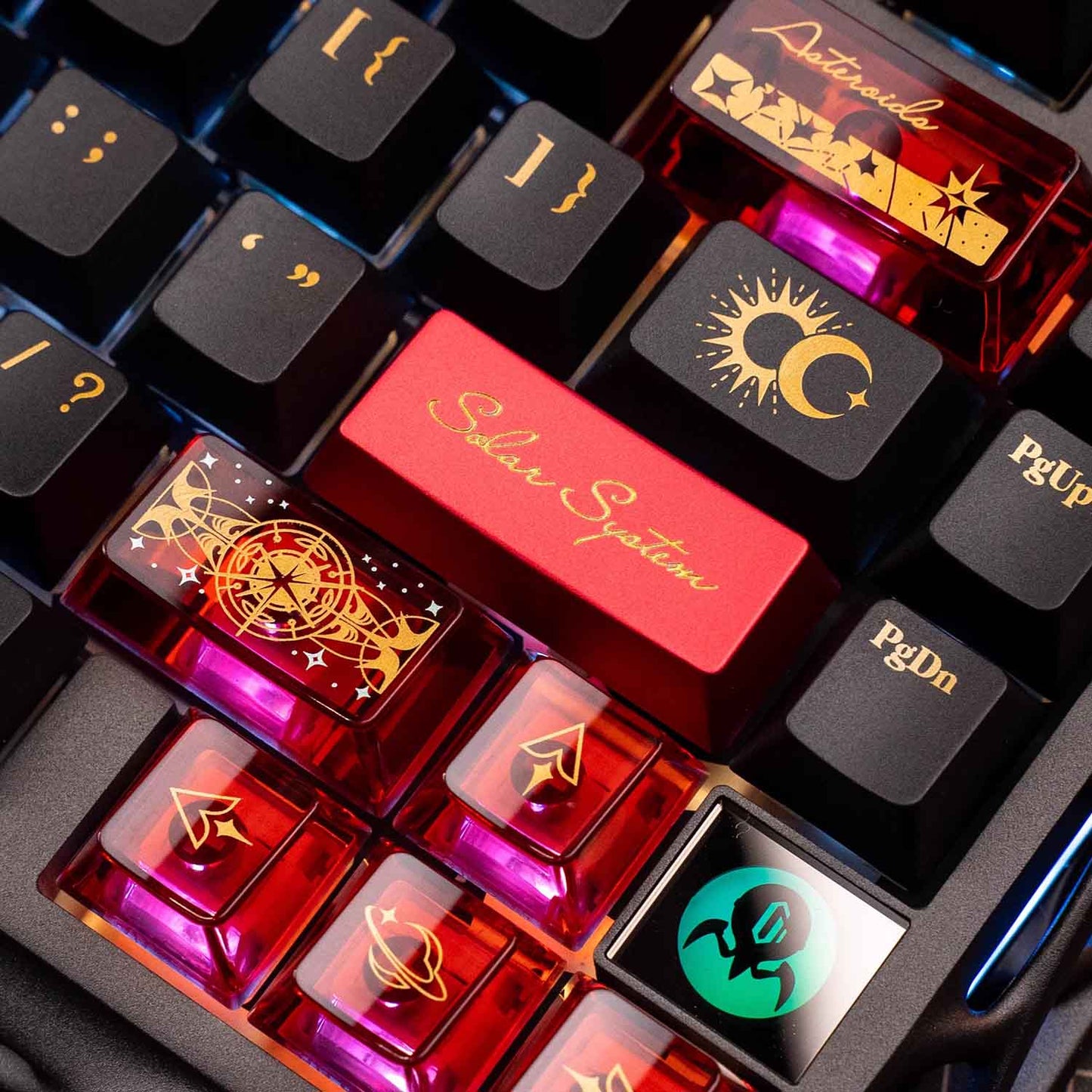 Solar System Themed Keycaps, A Set Of 48 High-End PBT+PC Translucent Keycaps For Mechanical Keyboards