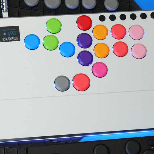 NLOFIN Leverless Arcade Stick 16Keys All-Button Leverless Controller,Custom RGB Arcade Fighting Stick for PS3/PS4/PC/Switch/Steam, Aluminum Controller Supports Hot-Swap&SOCD，NLHX-ET01